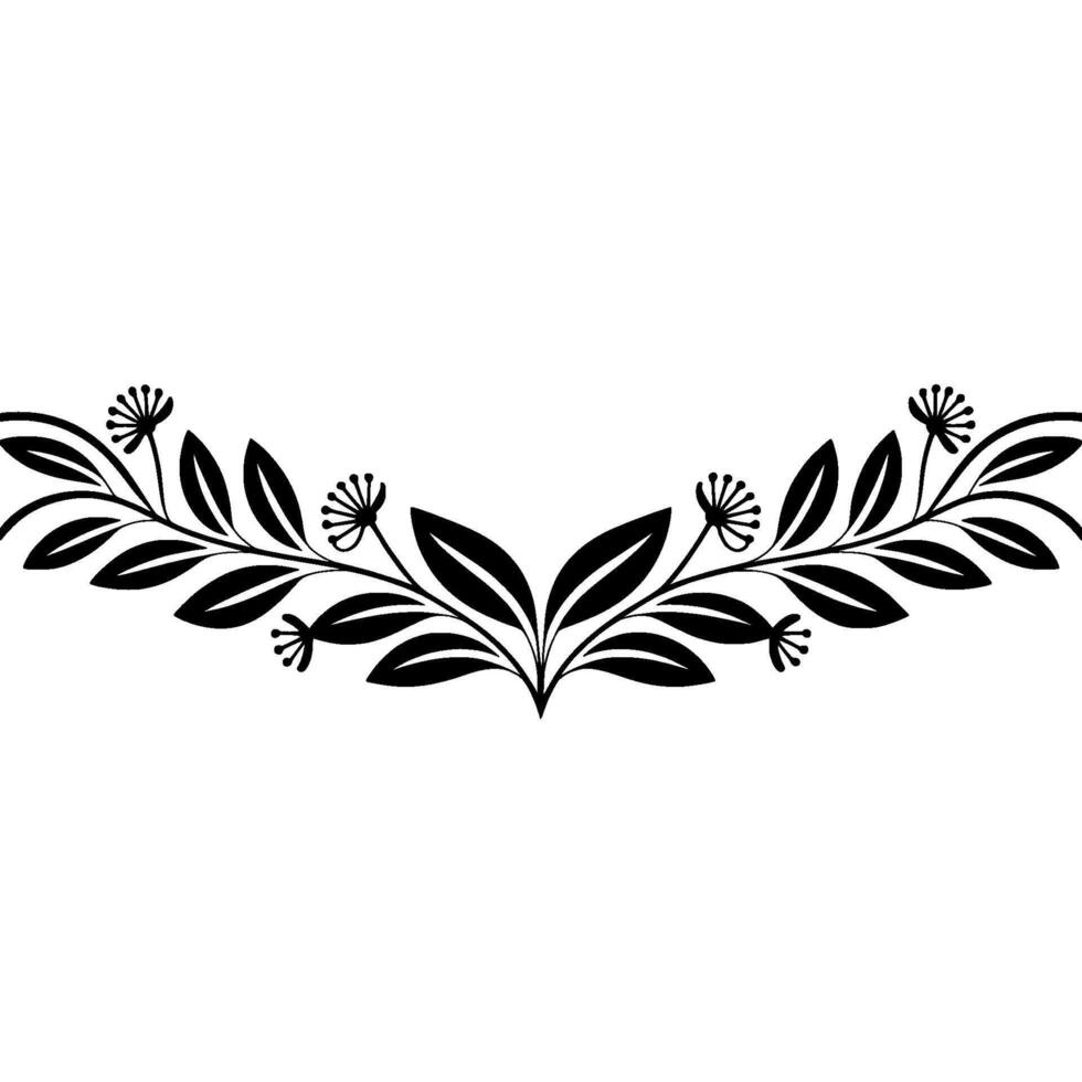 Elegant Black Floral Border, Vintage Element - Leaf vector