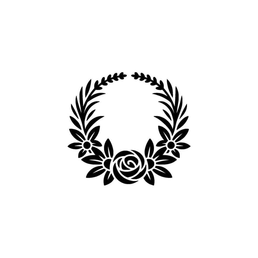 Elegant Floral Wreath, Vintage Style, Minimalist vector