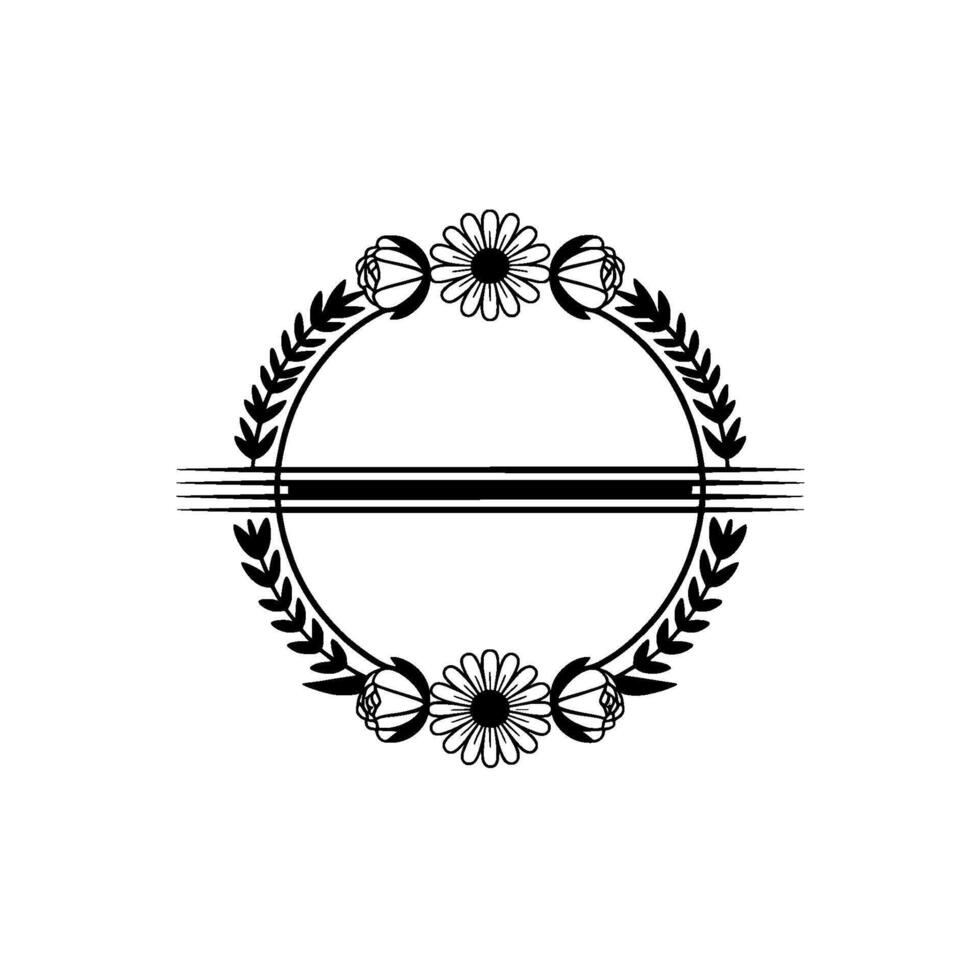 Delicate Floral Circle Frame, Vintage Aesthetic vector