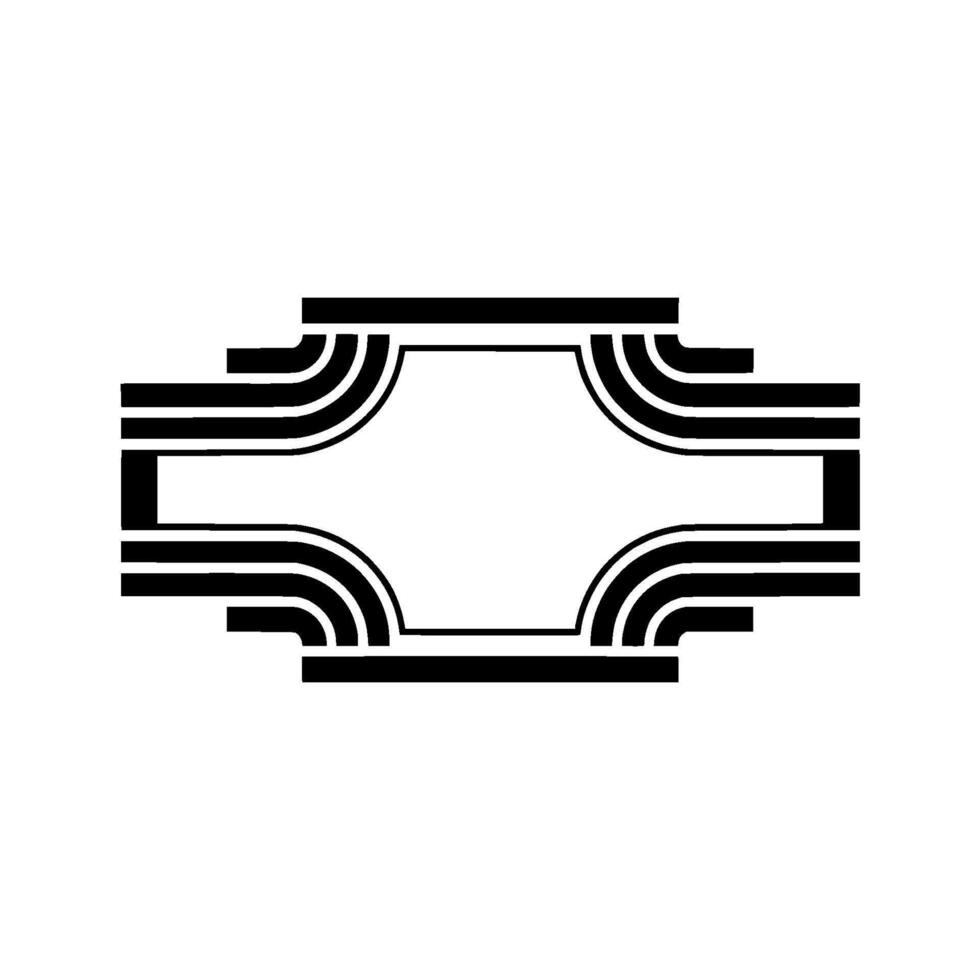 Geometric Deco Frame, Minimalist, Elegant Outline, Retro vector
