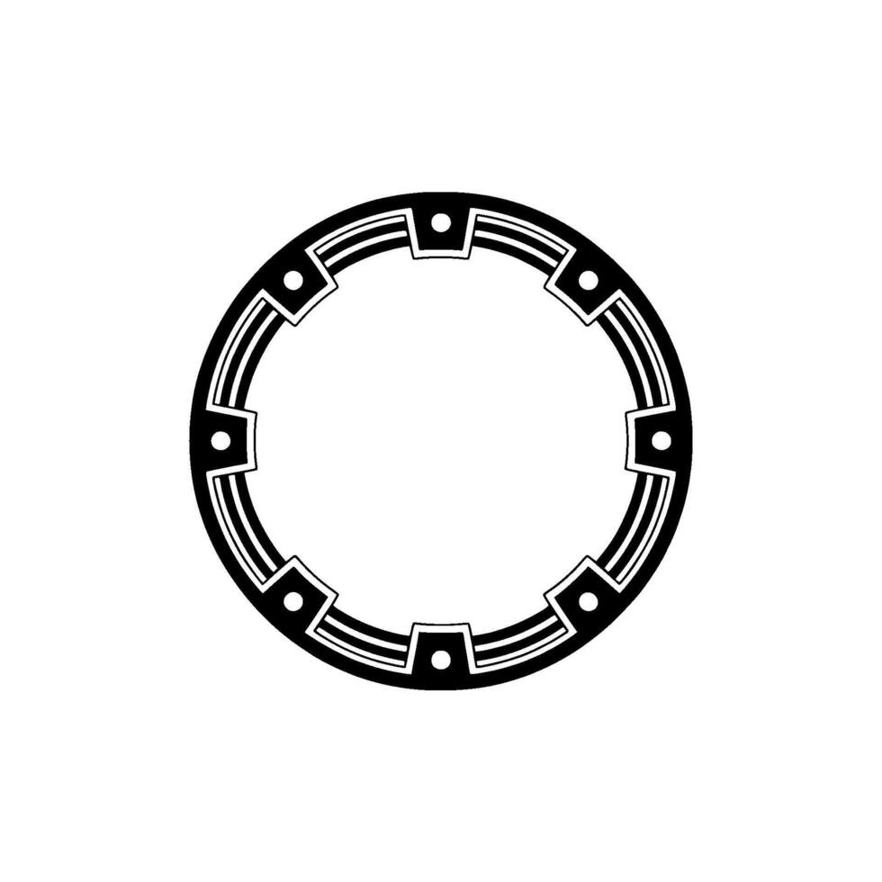Geometric Tribal Circle, Minimalist - Outline - Monochromatic vector
