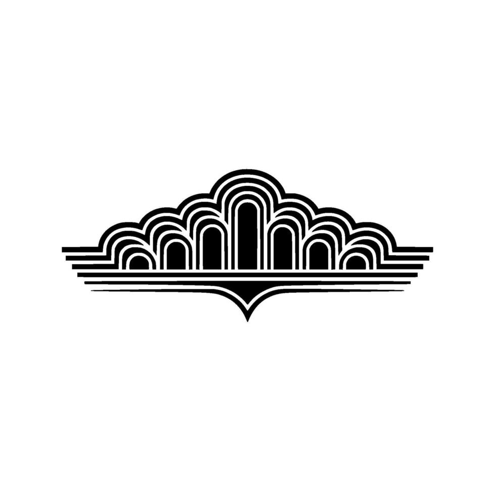 Art Deco Crest, Streamlined Elegance, Vintage Ornament vector