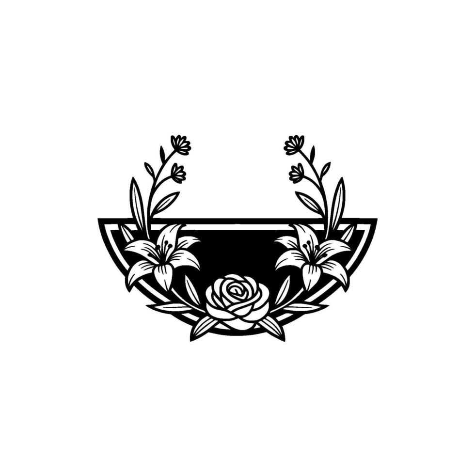 Elegant Floral Emblem, Vintage Botanical - Monoline vector