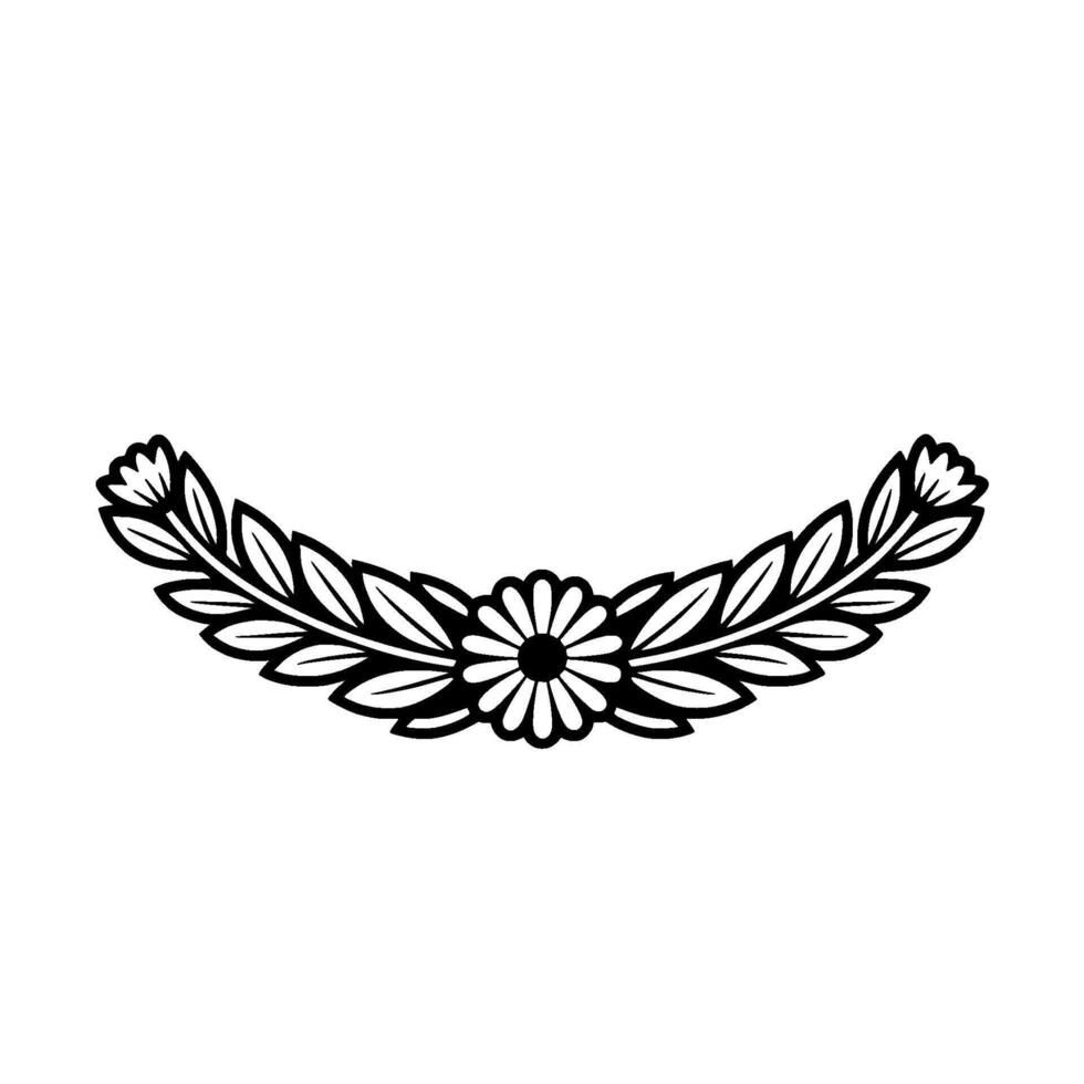 Stylized Laurel Wreath with Daisy, Minimalist Floral vector