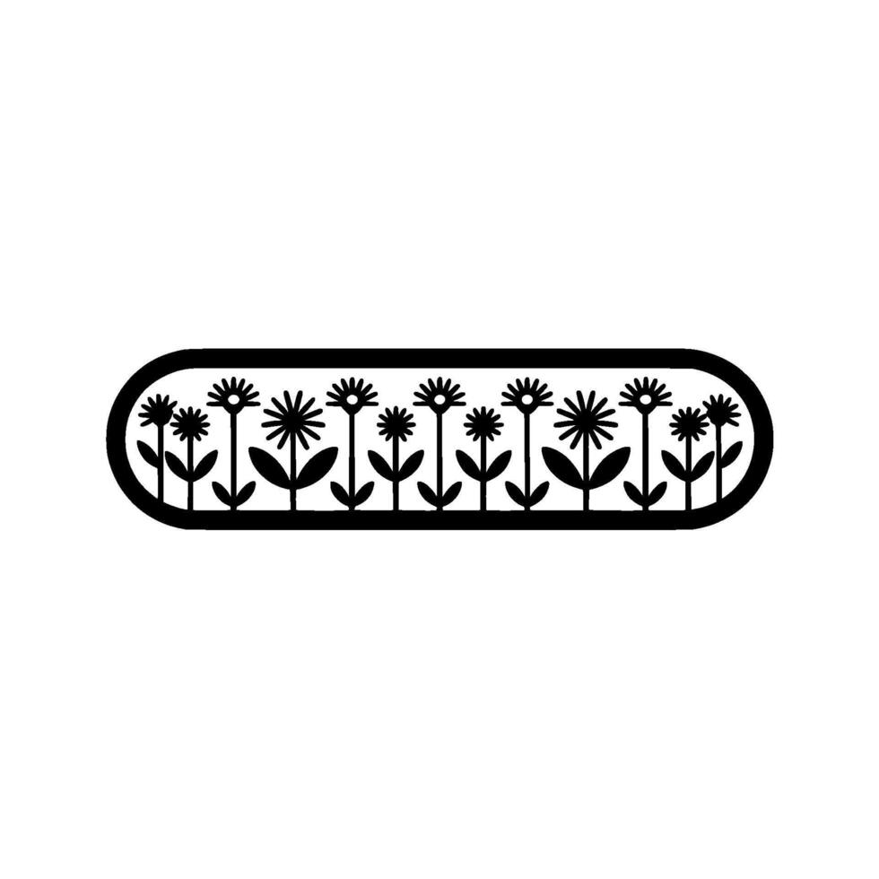 Minimalist Floral Border, Geometric vector