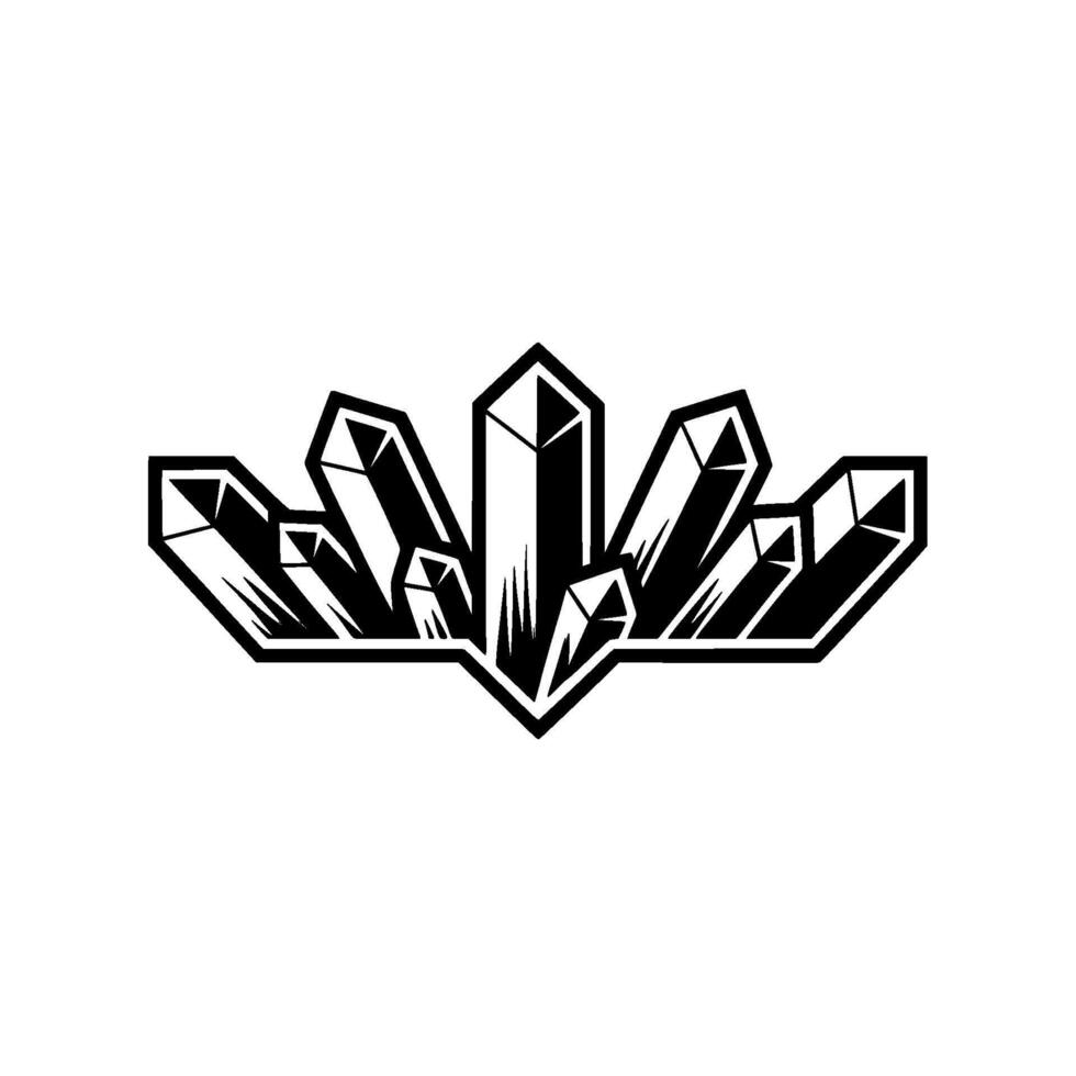 Geometric Crystal Formation, Minimalist Black White vector