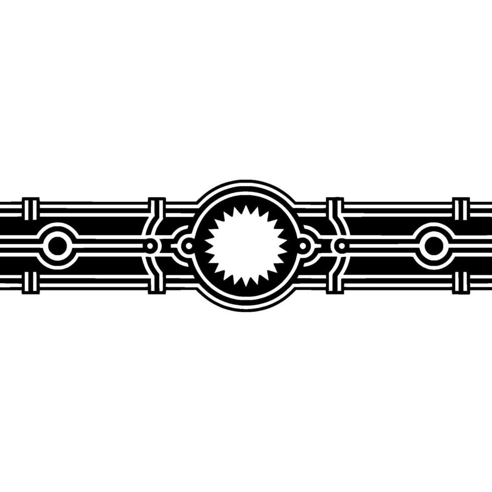 Geometric Deco Border, Radiant Central Motif vector