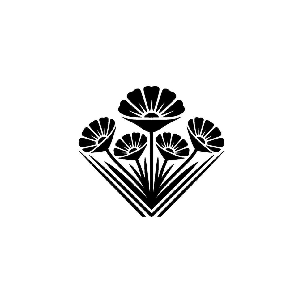 Stylized Lotus Blossom Emblem, Minimalist vector