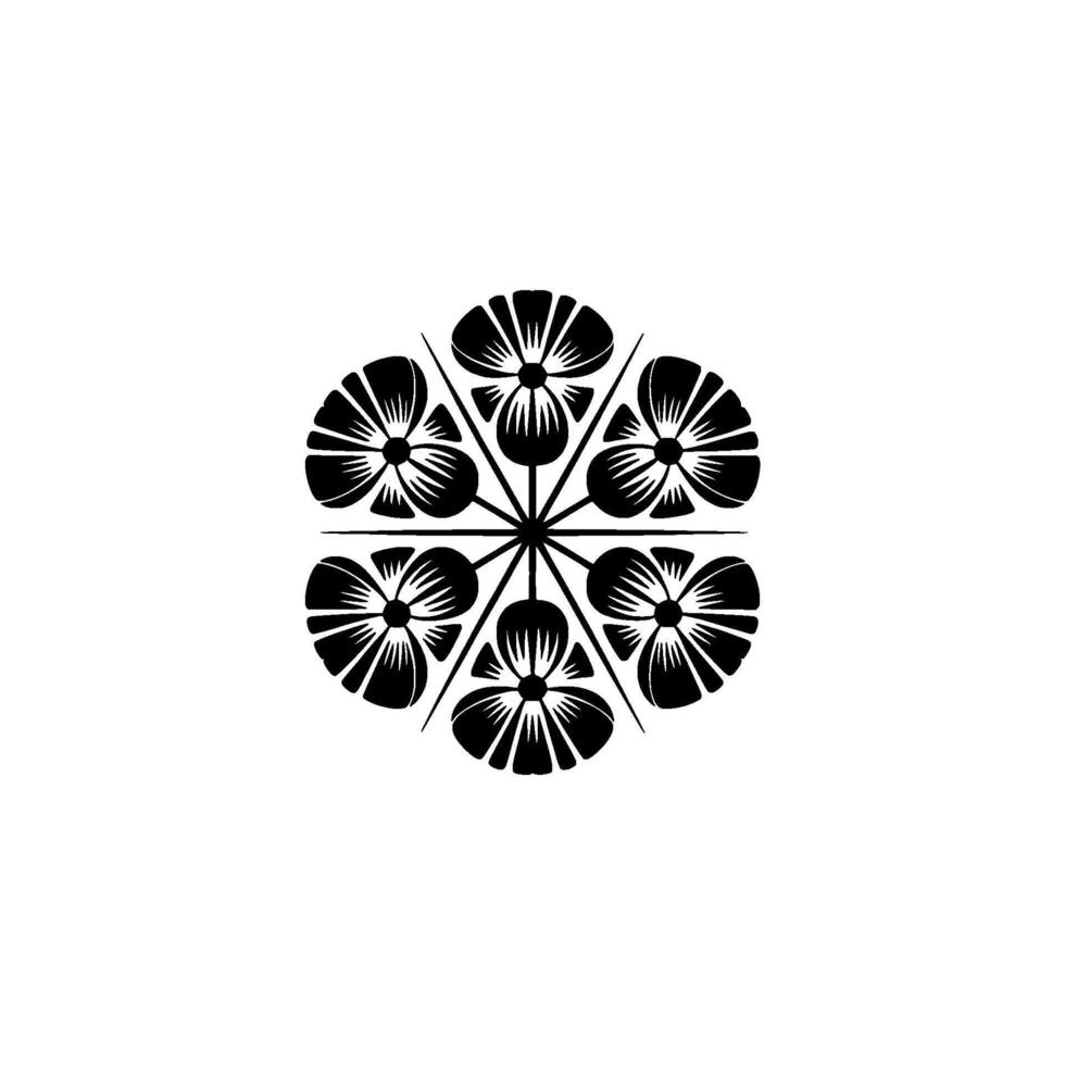 Geometric Floral Emblem, Minimalist, Symmetry vector