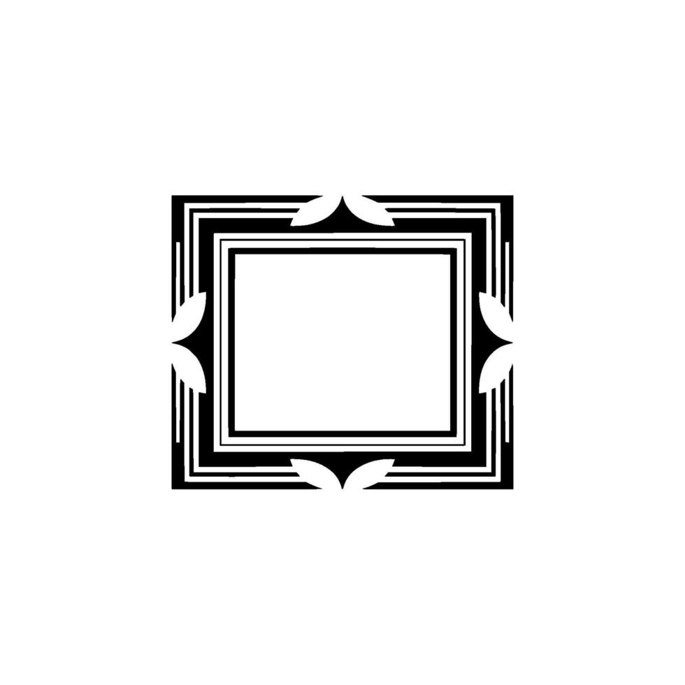 Geometric Deco Frame, Minimalist, Elegant Border. - Symmetrical vector