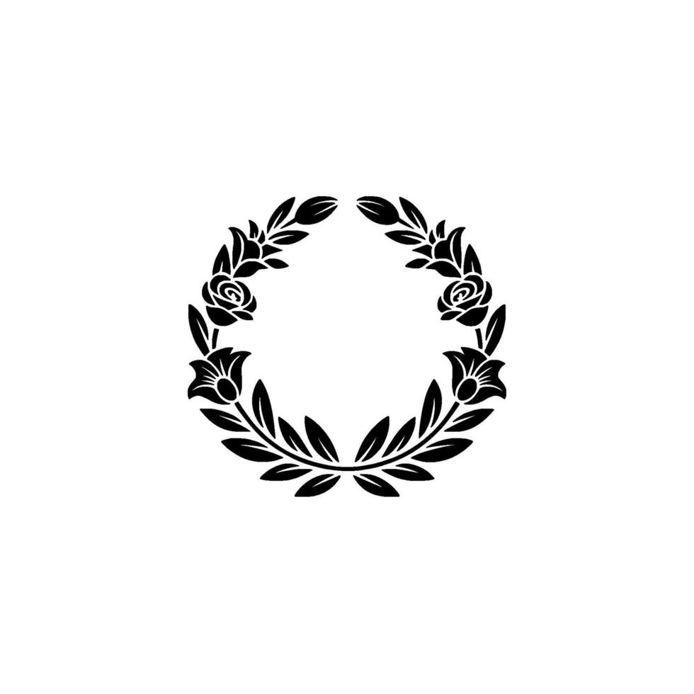 Elegant Floral Emblem, Vintage Style, Circular Ornament vector