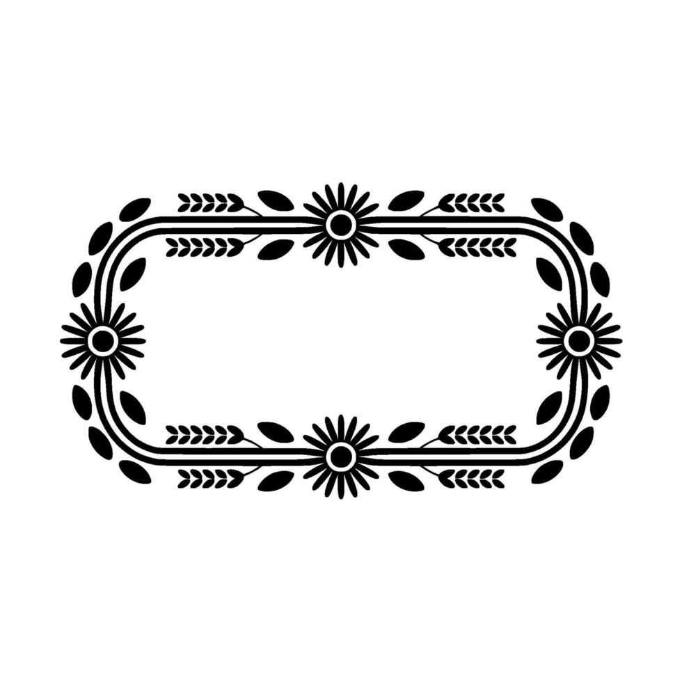 Stylized Floral Border Frame, Vintage vector