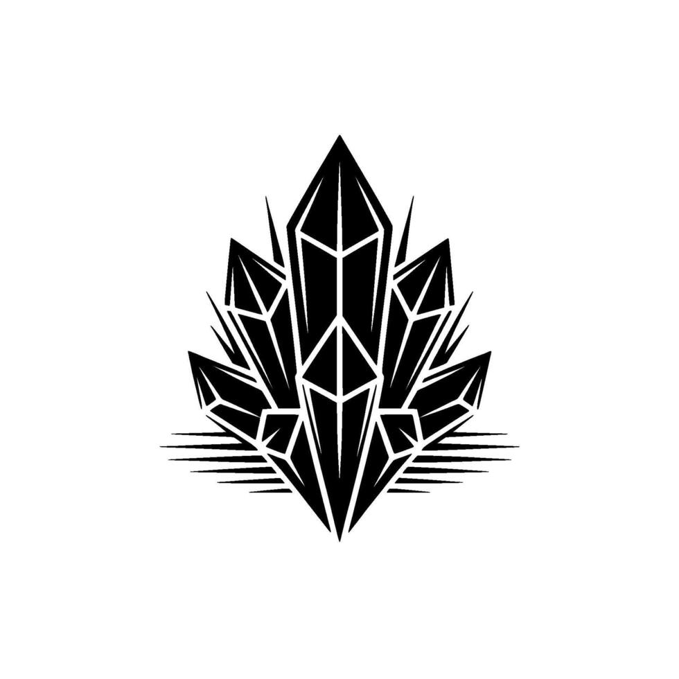 Geometric Crystal Emblem, Dark Silhouette, Minimalist vector