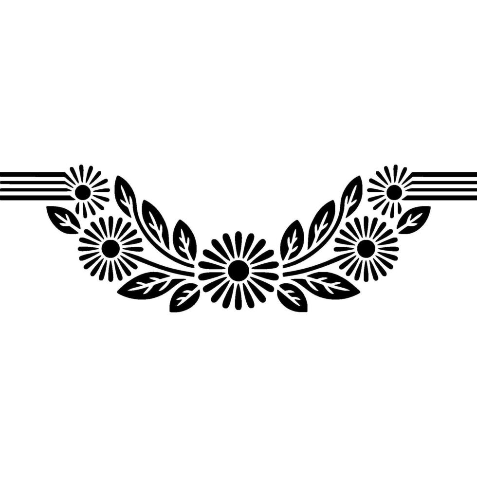 Stylized Floral Border, Vintage, Minimalist Illustration, Retro vector