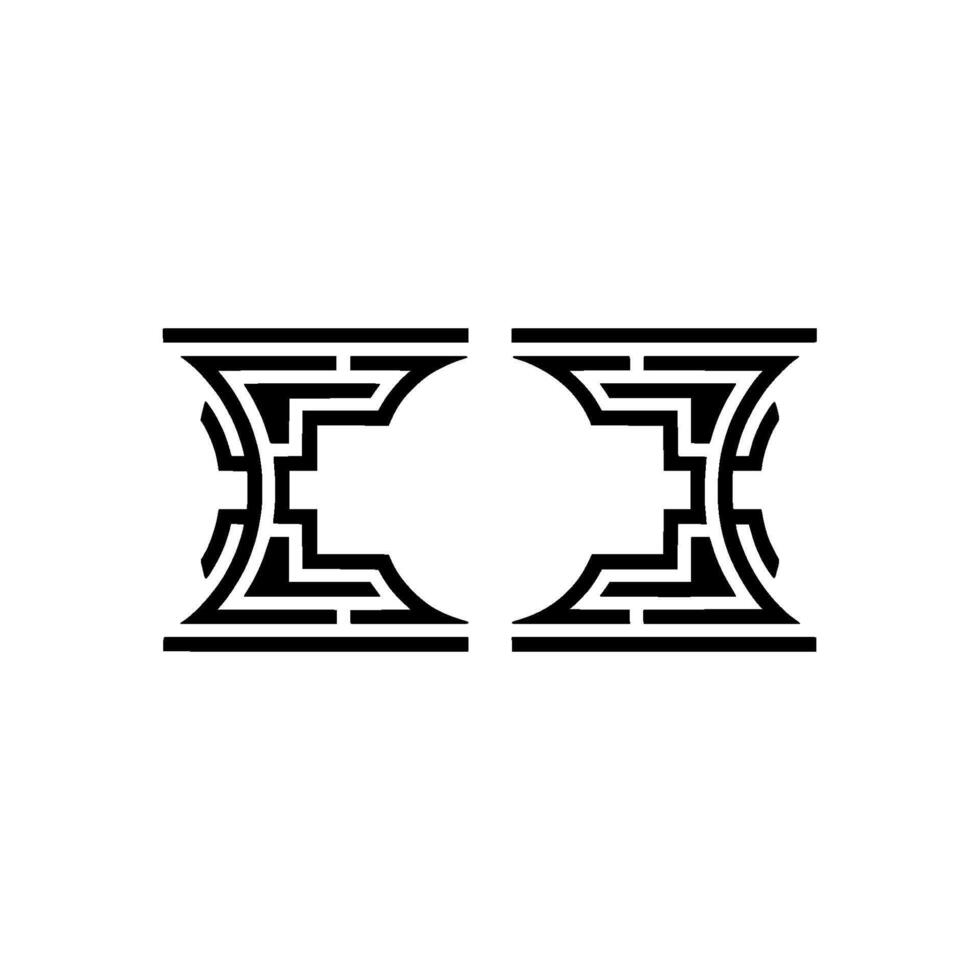 Geometric Pair, Stylized Symmetry, Minimalist vector