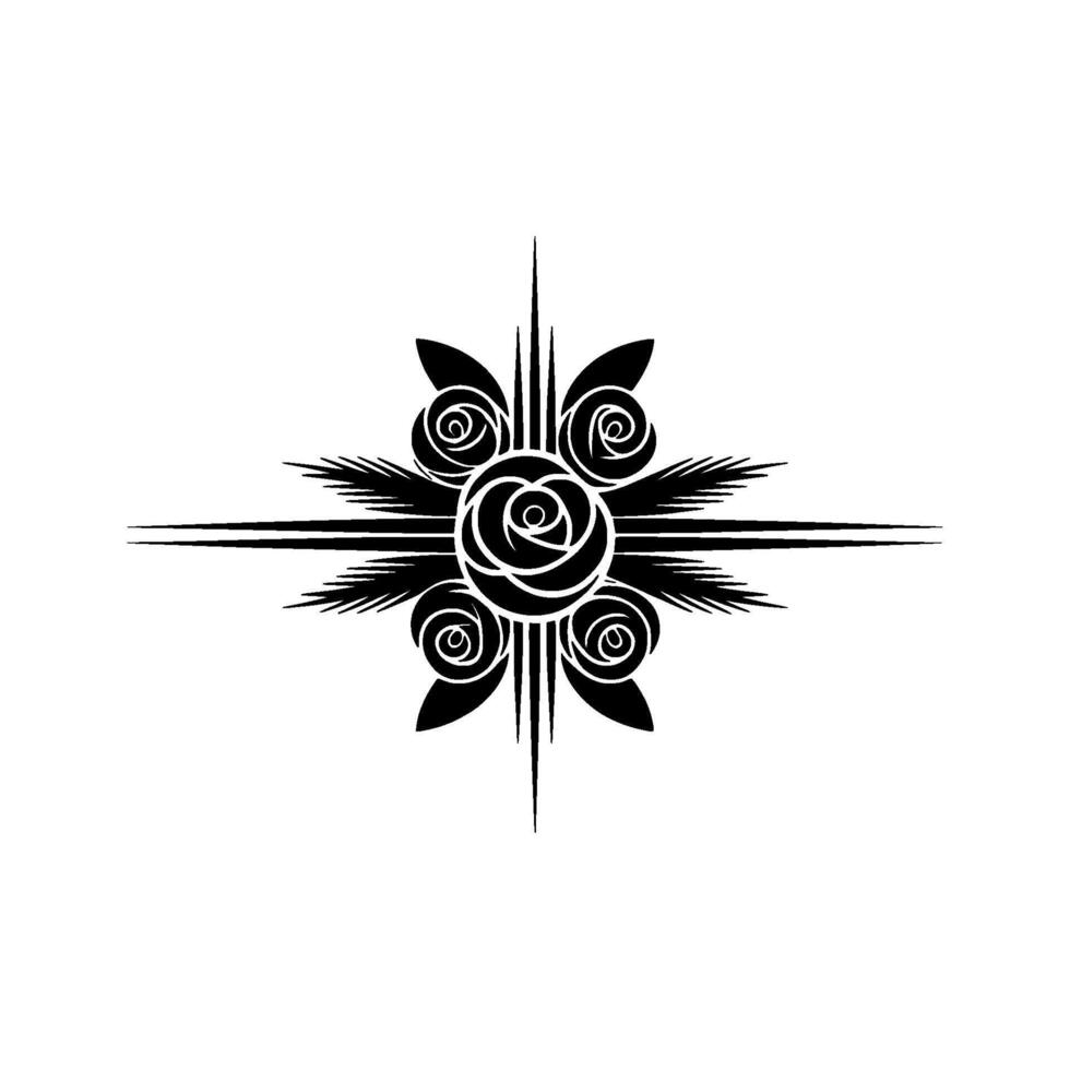 Stylized Rose Emblem, Geometric Floral vector