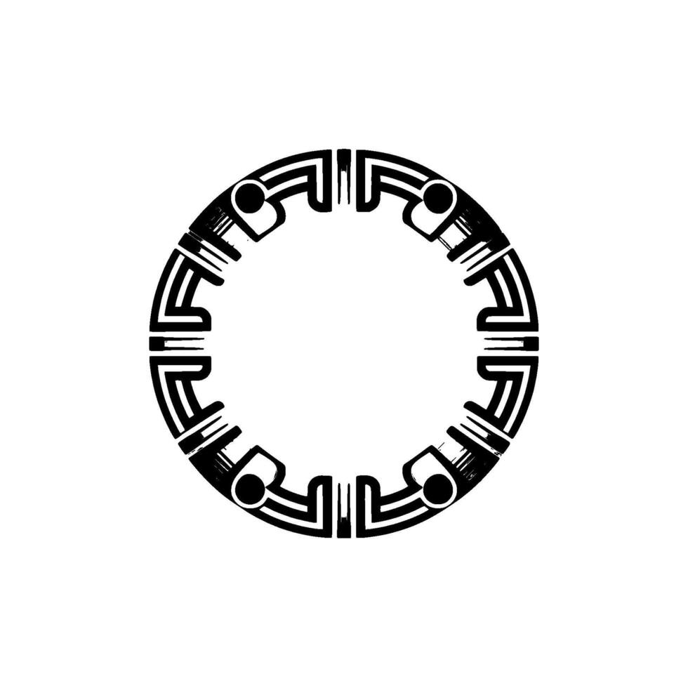 Geometric Tribal Circle, Minimalist, Abstract Pattern - Monochrome vector