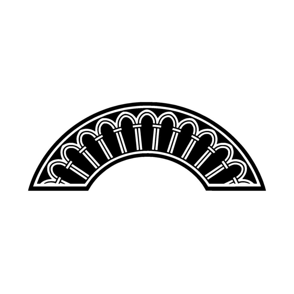 Geometric Arch Motif, Stylized Black White vector