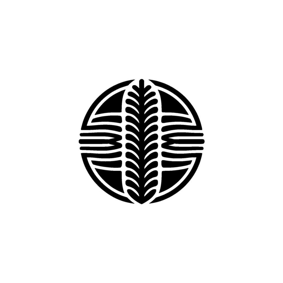 Geometric Fern Emblem, Minimalist Circular vector