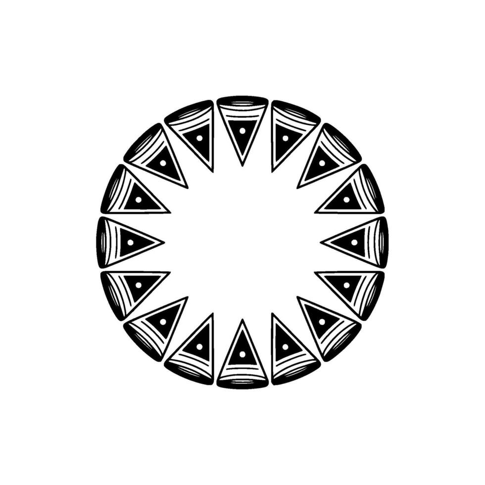 Geometric Tribal Circle, Minimalist, Monotone - Symmetry vector