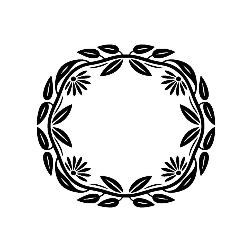 Elegant Botanical Wreath, Minimalist, Circular Ornament vector