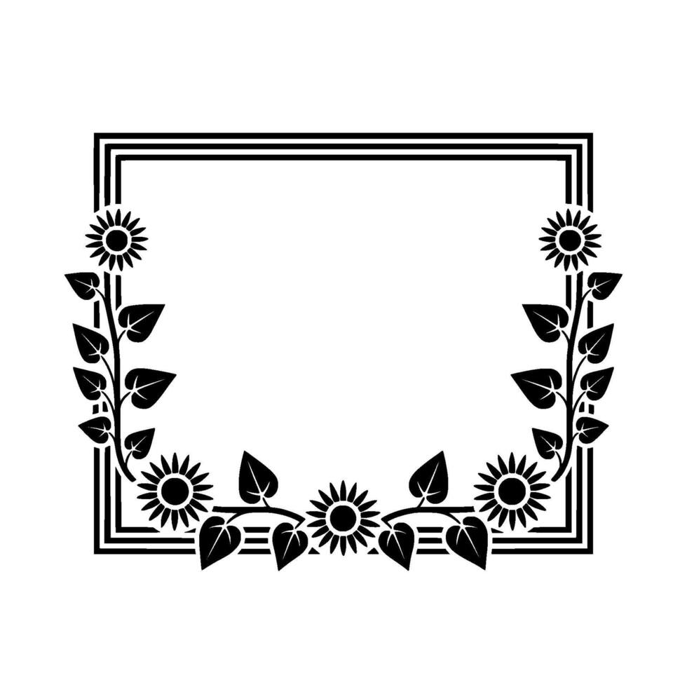 Geometric Sunflower Frame, Vintage Botanical vector
