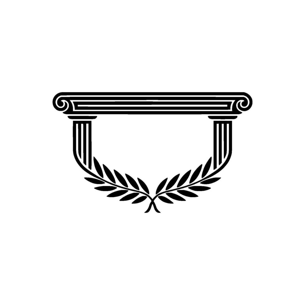 Classical Emblem, Laurel Wreath, Architectural Detail - Column vector