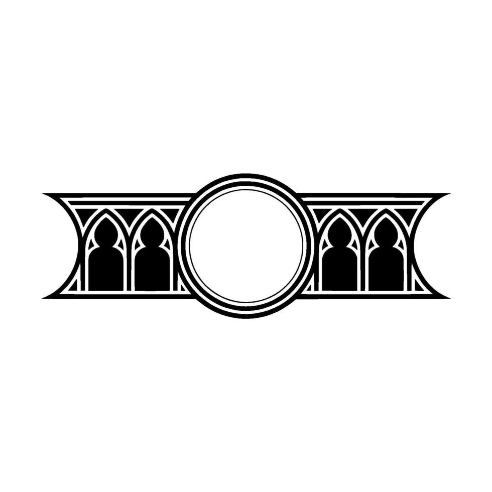 Gothic Arch Ornament, Circular Focal Point, Minimalist vector