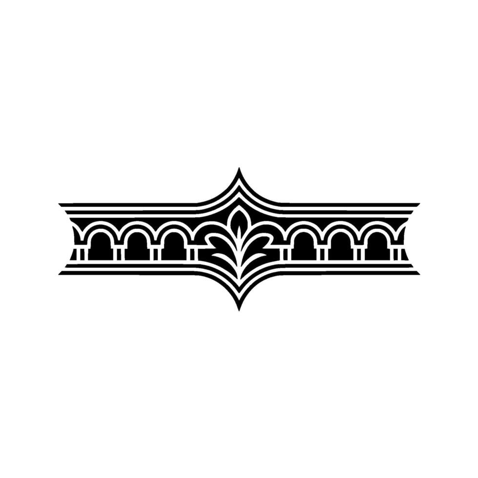 Art Deco Floral Border, Elegant Element - Line art vector