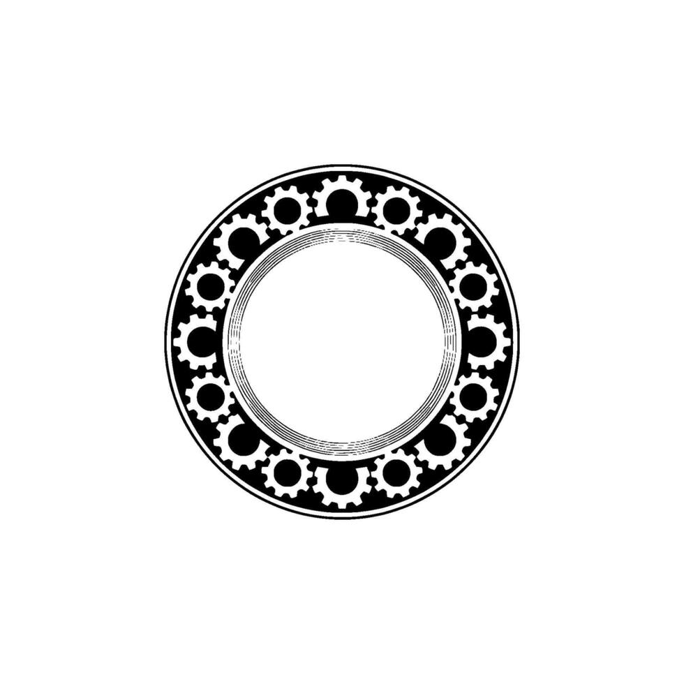 Circular Gearwork Minimalist Mechanical Emblem vector