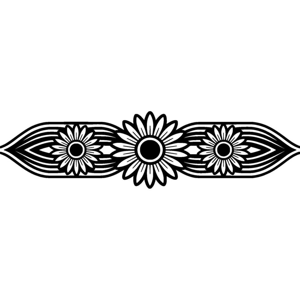 Intricate Floral Border, Geometric, Stylized Sunflower Motif vector
