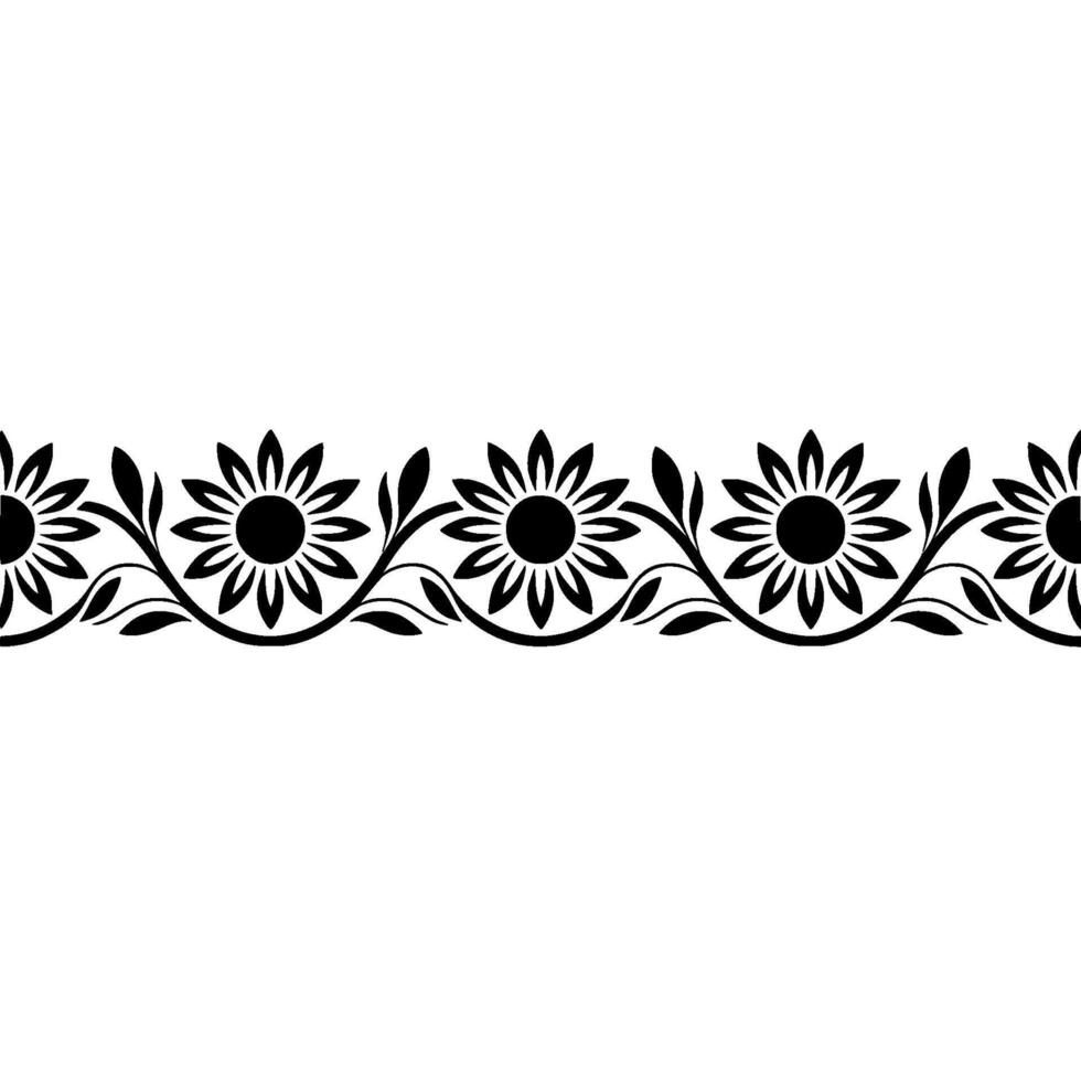 Elegant Black Sunflower Border Vintage Floral vector