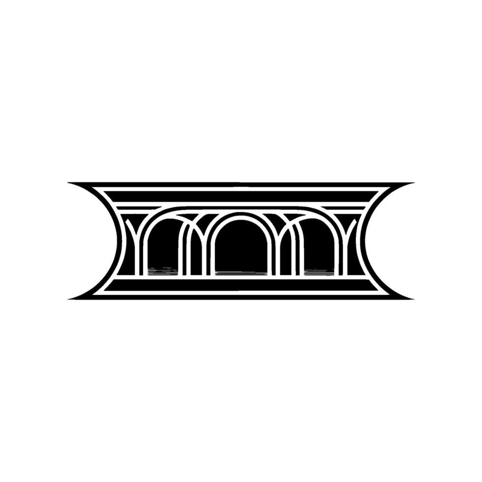 Geometric Archway, Vintage Illustration, Monochromatic Elegance vector
