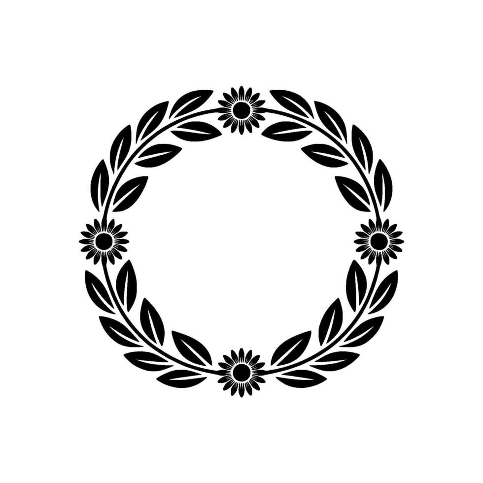 Elegant Floral Wreath, Minimalist, Vintage Style, Sunflower vector