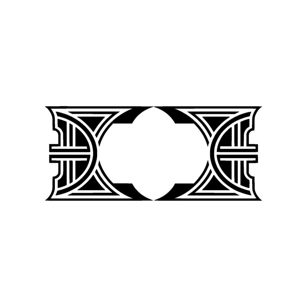 Geometric Deco Emblem, Minimalist, Vintage Style - Symmetrical vector
