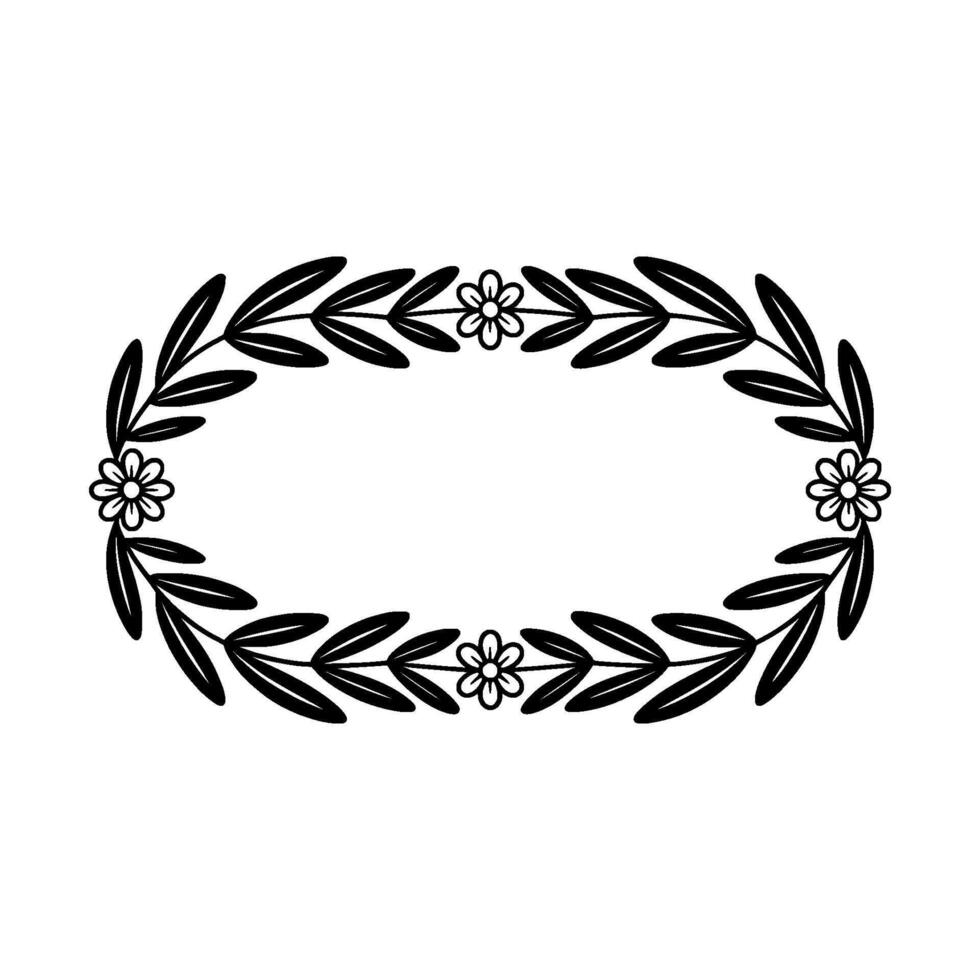 Elegant Floral Wreath Border, Minimalist, Leaves vector