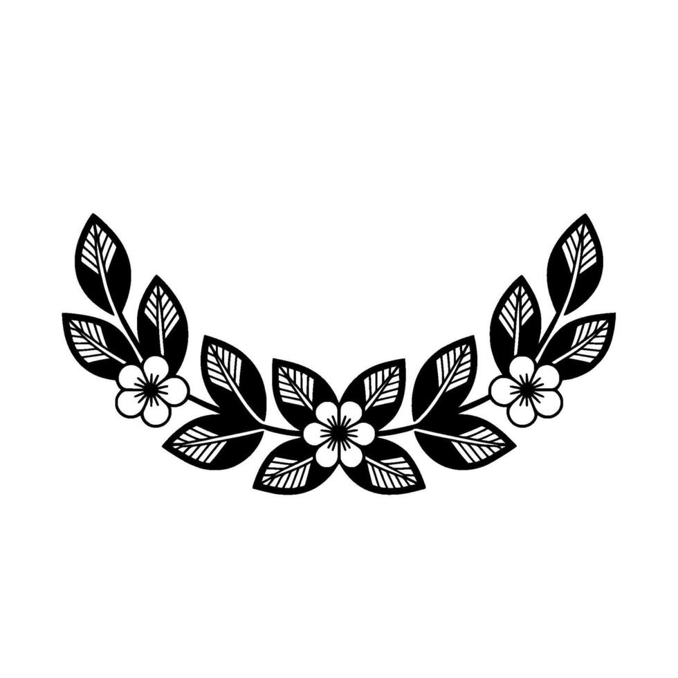 Elegant Black Floral Wreath, Minimalist, Botanical vector