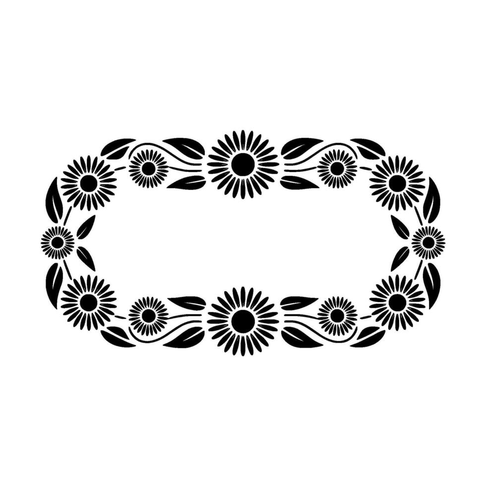 Stylized Sunflower Border, Vintage Floral - Frame vector