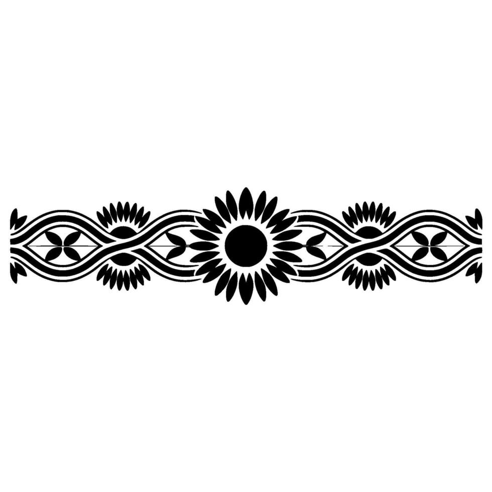 Stylized Sunflower Border, Vintage Decorative Element - Pattern vector