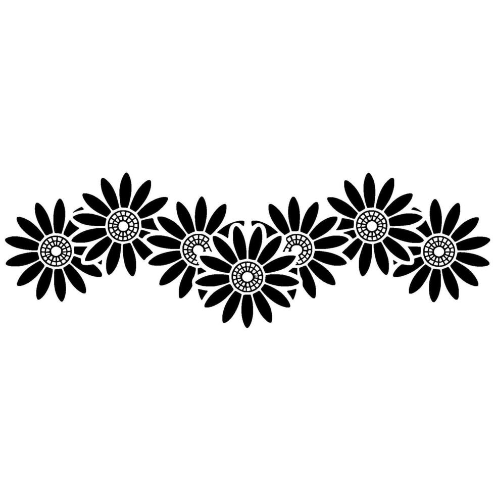 Stylized Black Daisy Border, Minimalist Floral vector