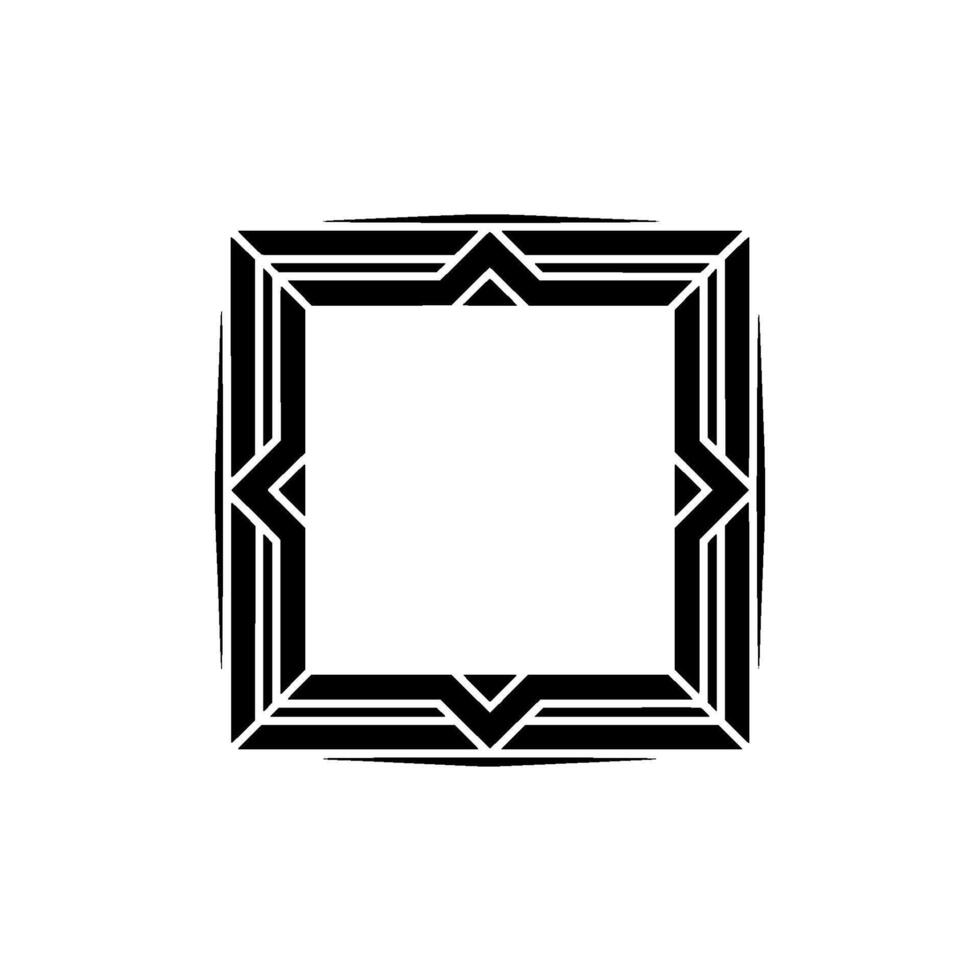 Geometric Deco Frame, Minimalist, Elegant Outline - Template - Square vector