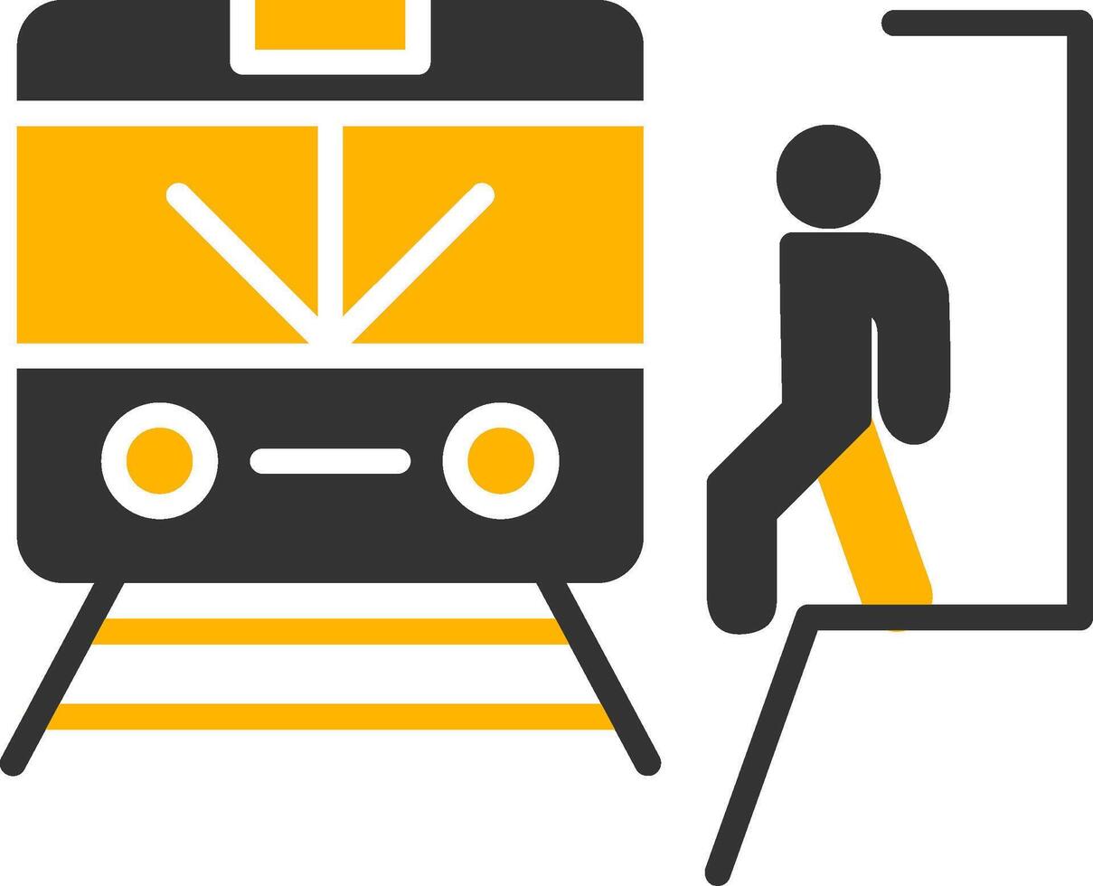Urban Subway Station Entrance Glyph Two Color vector