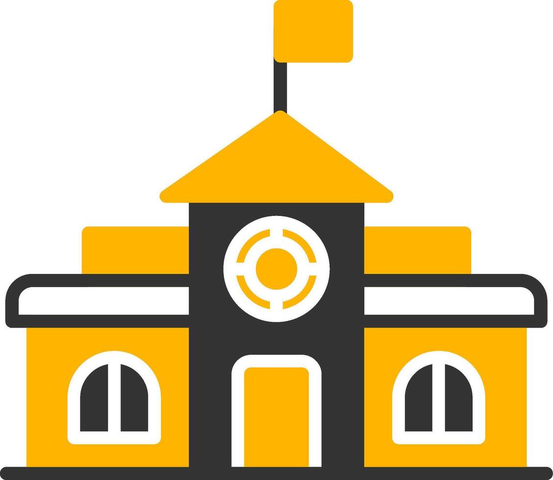 Educational School Building Glyph Two Color vector