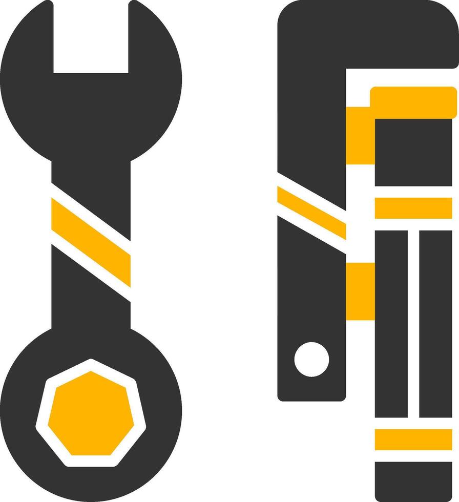 Heavy Pipe Wrench Tool Glyph Two Color vector