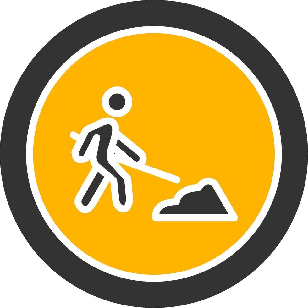 Construction Work Ahead Board Glyph Two Color vector