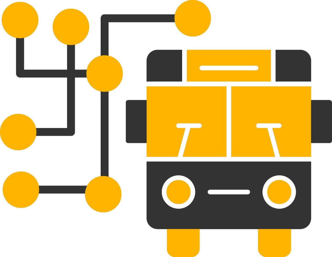 Detailed Bus Route Map Glyph Two Color vector