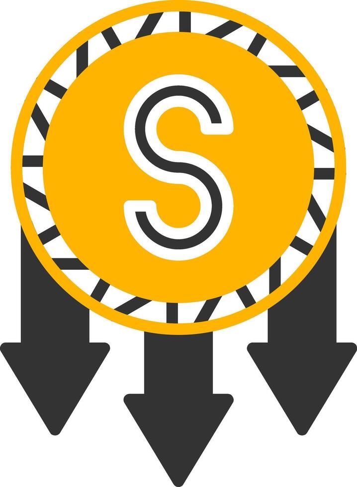 Prices Slashed Downward Tag Glyph Two Color vector