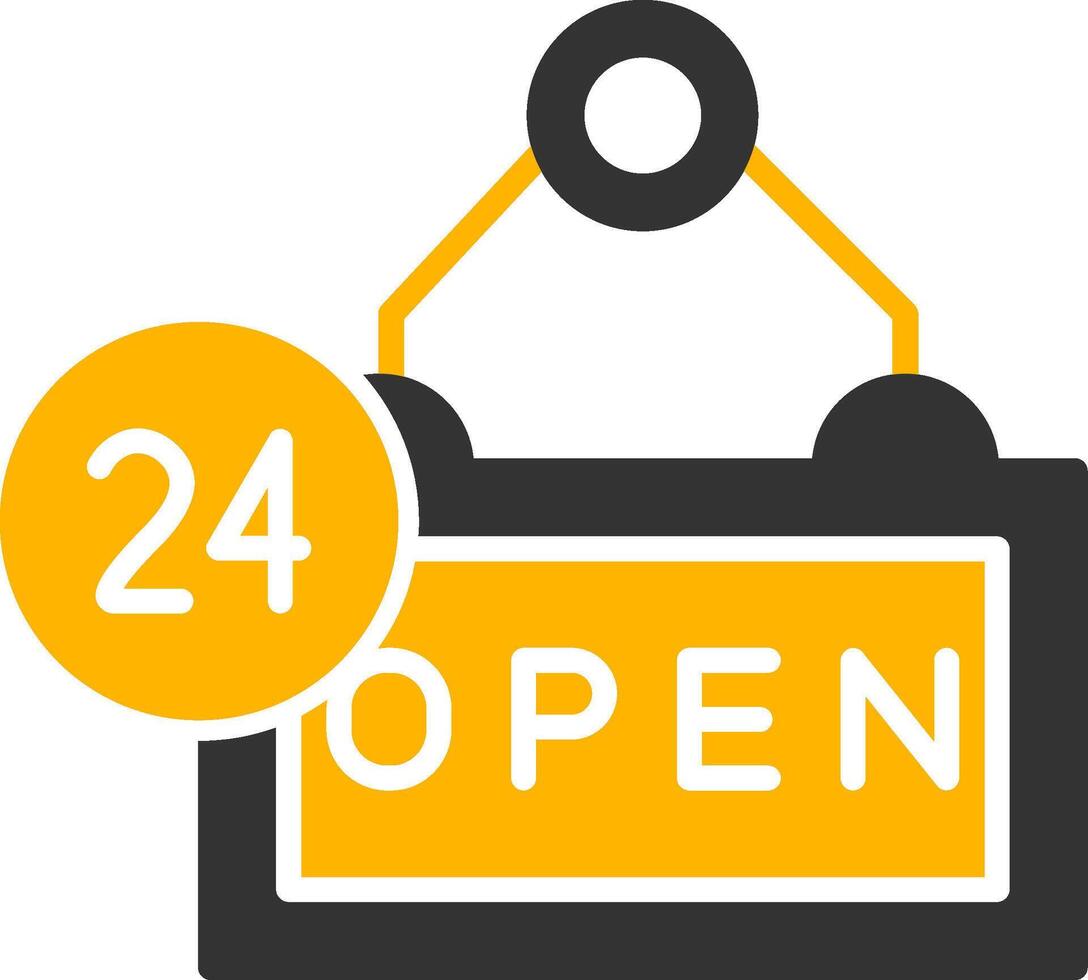 Always Open Store Sign Glyph Two Color vector
