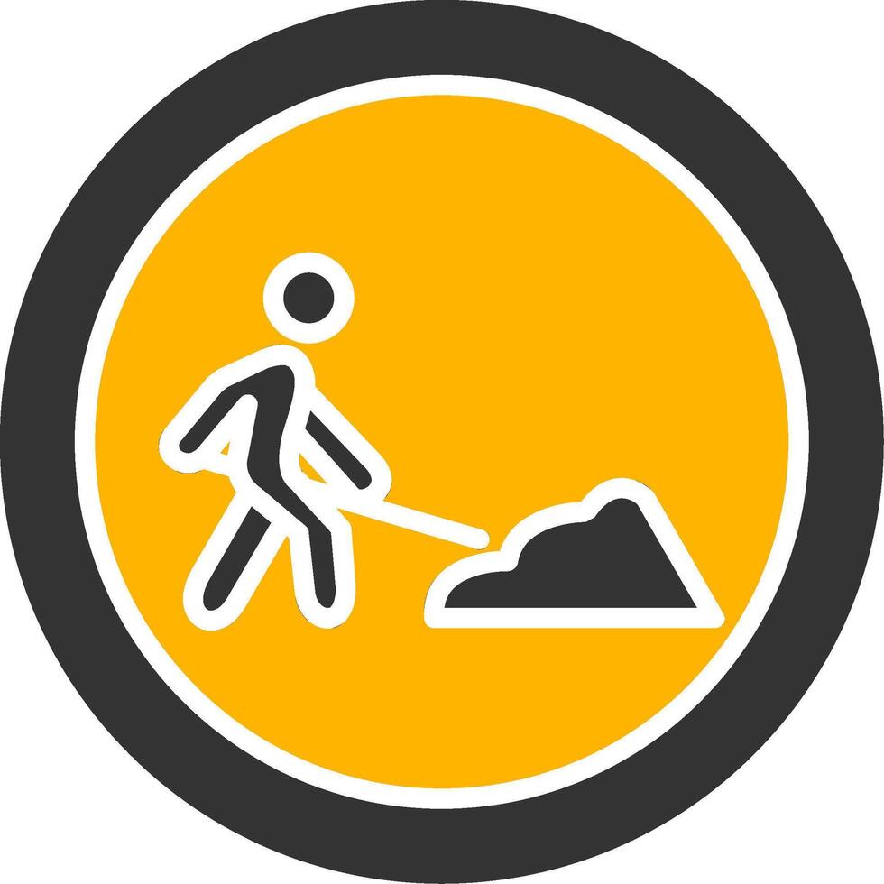 Upcoming Construction Zone Sign Glyph Two Color vector