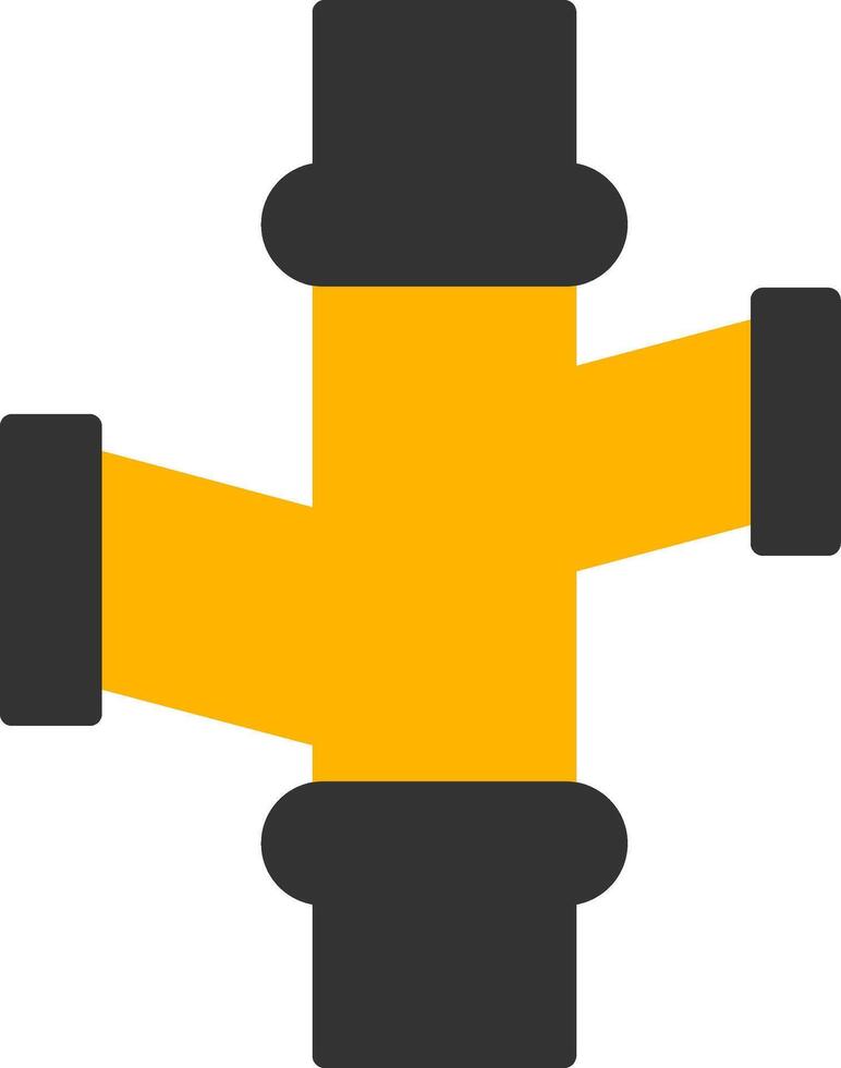 Elbow T Joint Fitting Glyph Two Color vector